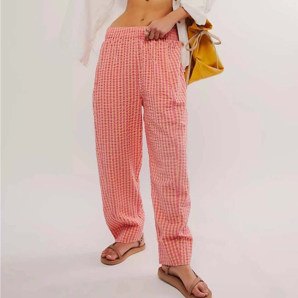 Free People Pink Checkered Pants